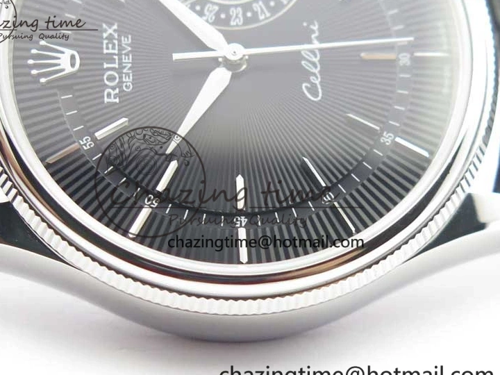 Date BP Markers Leather Real Strap Black Black on Edition Maker 50519 Sticks Dial SS Best SA3165 Cellini 0320